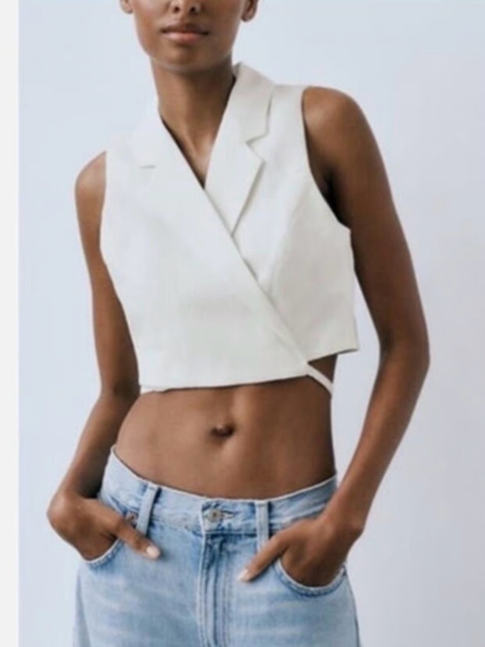 Zara Sleeveless Wrap Crop Top